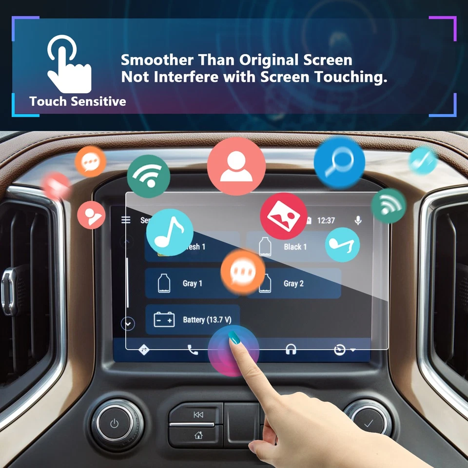 Protector de pantalla de coche RUIYA vidrio templado 8 pulgadas para Chevy Silverado HD 2020-2023 Foto 3 de 4