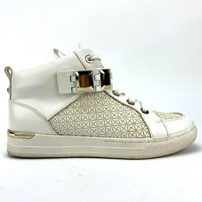 【ALDO】揺れるチャーム☆Elgata☆白〇レースアップスニーカー ALDO Women's White Gold Shoes Sz 9 CHOILLA Hi-Top Sneakers w