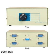KNTK 4-Way DB9 Male Manual Data Transfer Switch Box Rotary Printer RS232 Serial