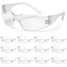12 Pack Pair Protective Safety Glasses Clear Lens Eyewear Anti Scratch Work UV