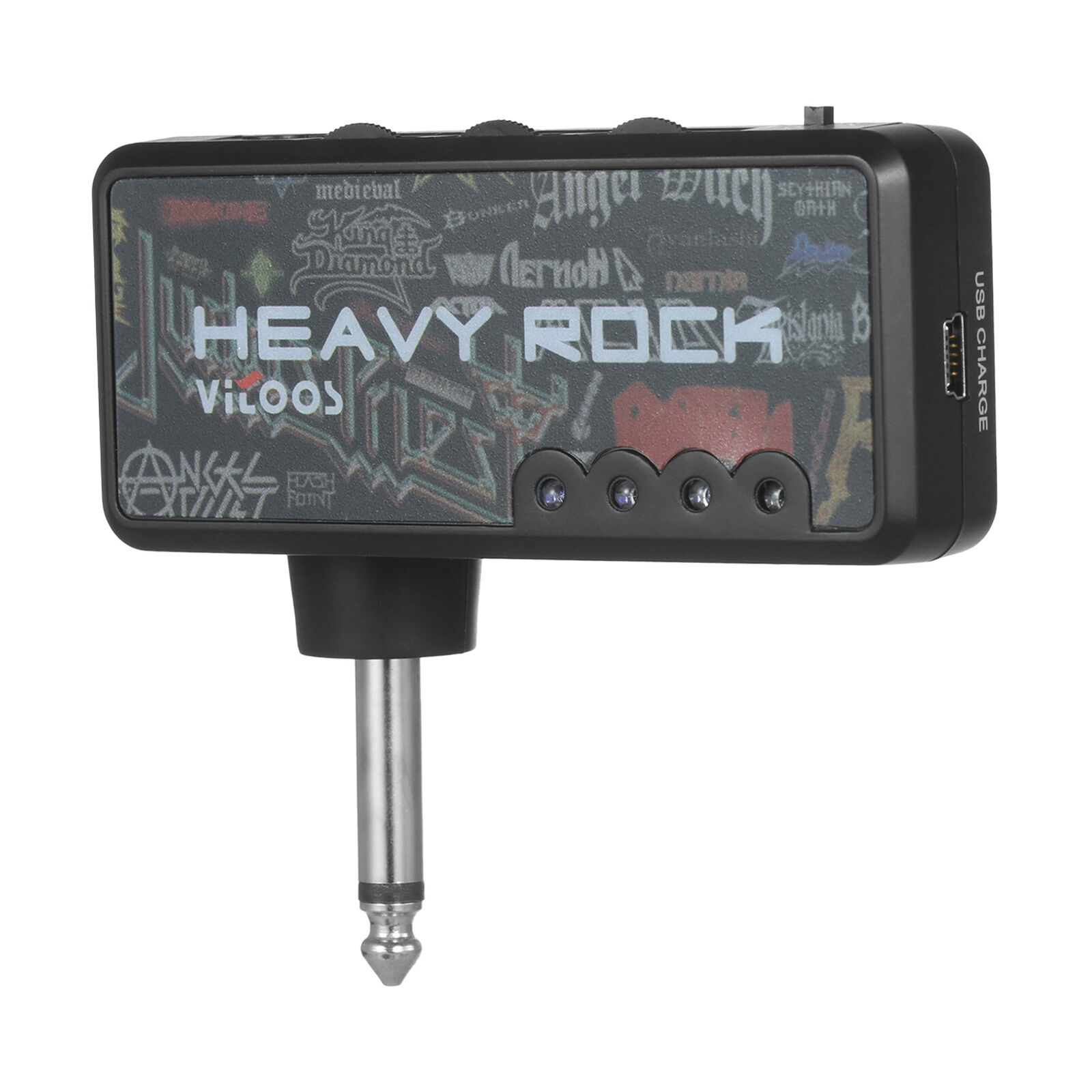 Mini Electric Guitar Headphone Amplifier Plug Amp Rechargeable Heavy Rock Q8D2