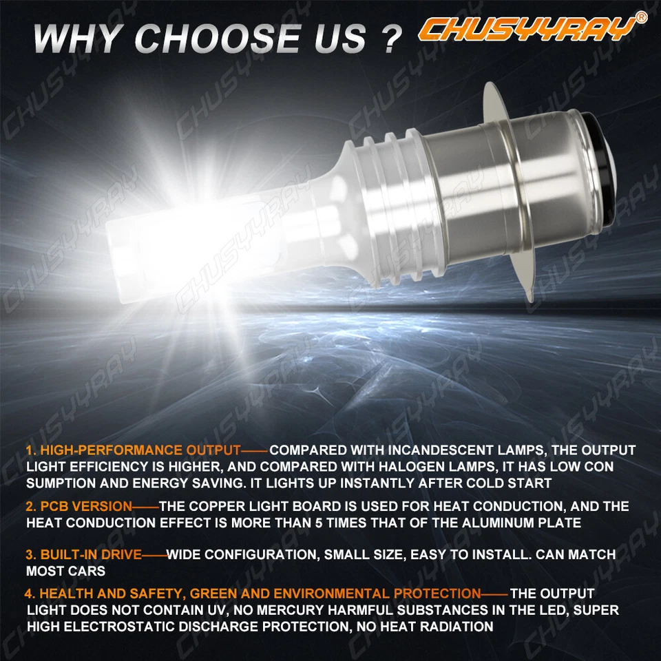 For Honda Foreman 400 450 1997 1998-2004 LED Headlight Kit H6M 6000K White Bulbs - Image 2 of 4