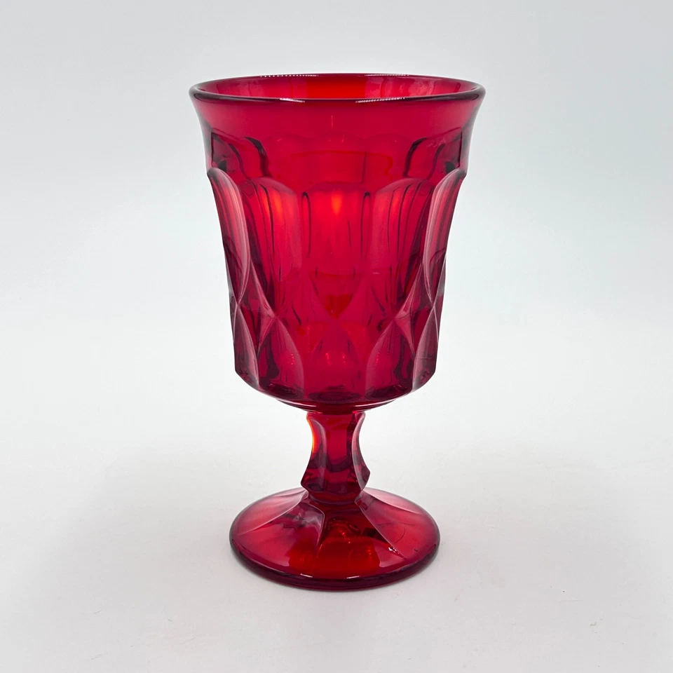 Vintage Noritake Perspective Ice Tea Goblets in Ruby Red Glass - Glows Orange - Image 2 of 4