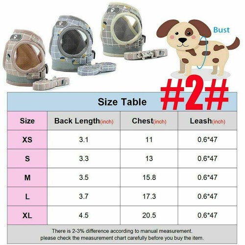 Small Dog Pet Puppy Harness And Leash Set Breathable Mesh Vest Chest Strap XS-XL - Picture 8 of 22