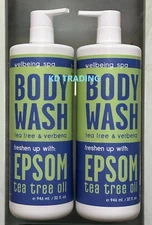 (2-Pack) WELLBEING SPA EPSOM ~ TEA TREE & VERBENA Essential Oil Revive BODY WASH