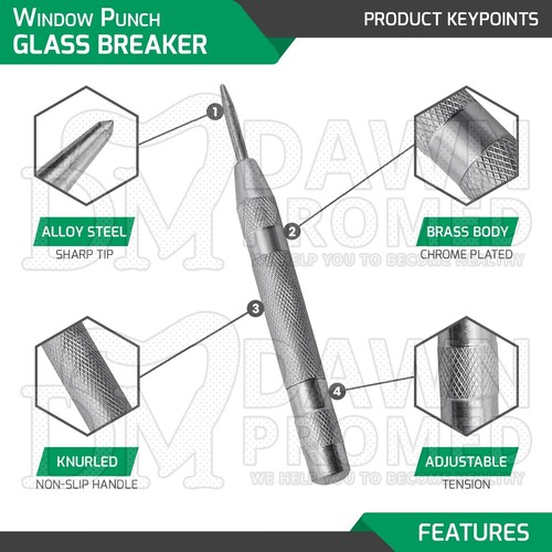 Window Punch Emergency Glass Breaker 5.1" EMT EMS Paramedic Tools German Grade - Picture 3 of 9