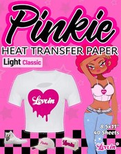 Pinkie Heat Transfer Paper for T Shirts 20 Sheets 8.5x11" Iron On Transfers f...