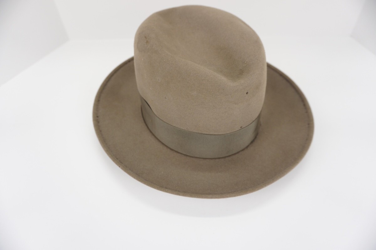 Long De Luxe Men's Homburg Grey Hat with Ribbon and Bow 6-7/8. A product of Adam View 3