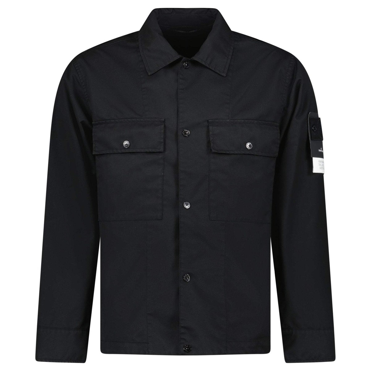 Stone Island Ghost Compass Twill Wool-TC Overshirt Black UK