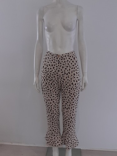 BNWT Marc Cain Cream Leopard Trousers UK 10 EU 38 Print Ruffle-Hem Flared - Picture 4 of 12