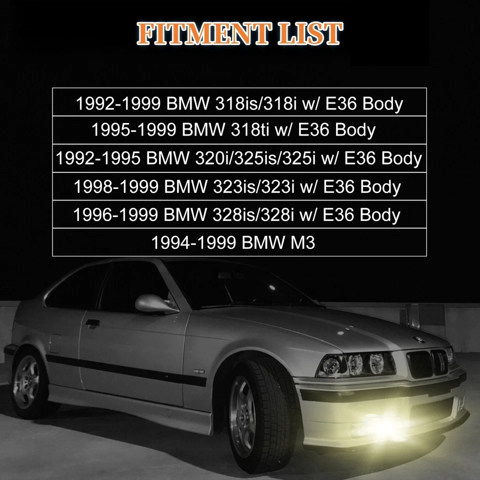 Fog lights For BMW E36 M3 3 Series 1992-1999 Selected Models Smoke Lens 1 Pair — 第 2/4 张图片