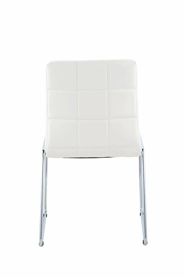 Juego de 2 sillas blancas Gordie con respaldo a cuadros de PU y cromo con mostrador de altura Foto 4 de 4