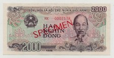 VIETNAM 2000 DONG 1988 PICK 107 SPECIMEN UNC 