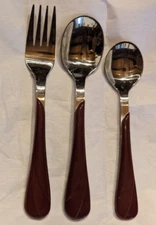 VTG Fiesta Fiestaware 3 Piece Flatware Silverware Place Setting Brown Burgundy