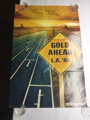 Vintage 1983 Adidas Advertising Poster 34” X 24” Gold Ahead