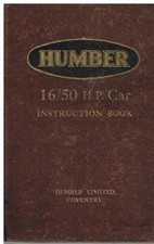 HUMBER 16/50 CHASSIS ORIGINAL 1931 OWNERS INSTRUCTION & MAINTENANCE HANDBOOK