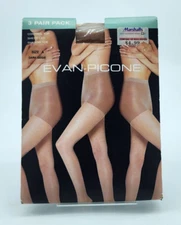 3 Pack Evan Picone Control Top Sheer Leg Shadow Toe Pantyhose Dark Beige Size A