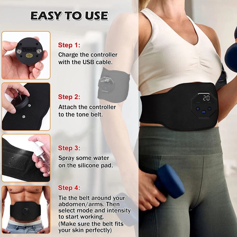 EMS Entrenador de tonificación muscular abdominal ABS estimulador eléctrico tónico cinturón de fitness Foto 4 de 4
