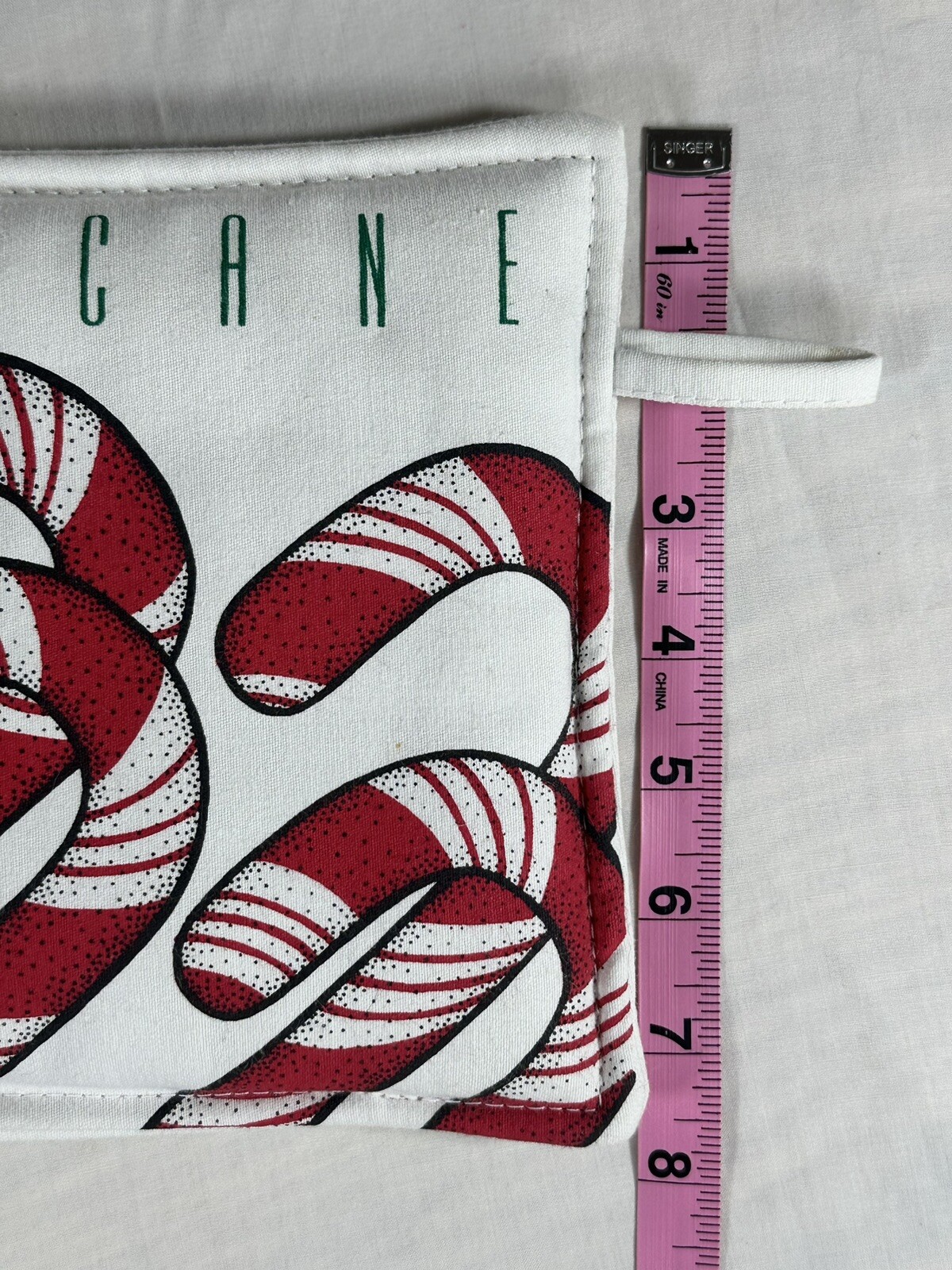 Candy Cane Kitchen Tea Towel & Pot Holder Christmas Holiday Gift Set VTG 1990's