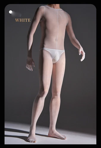 Plus Herren 8D Öl glänzend Full Bodystocking transparenter Overall mit Handschuhen Kapuze/Zehen - Bild 18 von 48