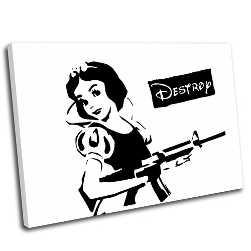 Banksy Destroy Disney Lona Arte Impresión Pared Imagen enmarcada CALIDAD PREMIUM Taa - Imagen 7 de 24