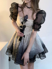 Gothic Vintage Short Sleeve DressFashion Elegant Mini Dress Short Party Dress