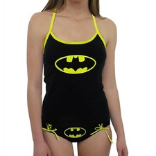 Batman Women's Camisole and Panty Set Glow in Dark Black
