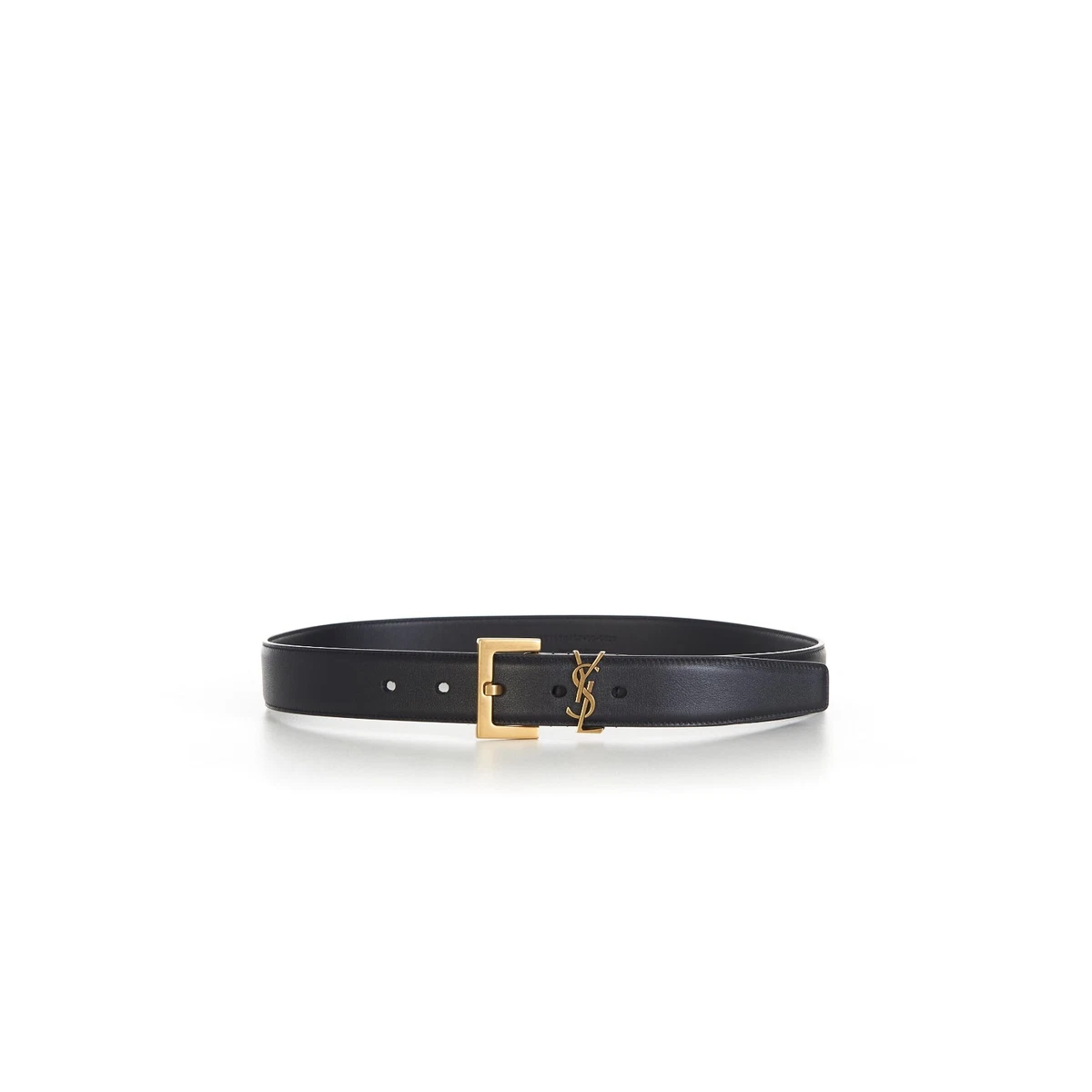SAINT LAURENT 545 Black YSL Cassandre Belt Square Buckle