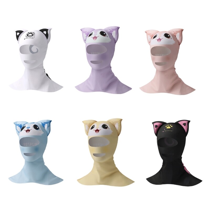 Elastic Full Face Swim Cap with UV Protection for Diving and Swimming