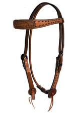 Western Leather Set of Brow band Style Headstall  breast Collar with Buckstitch