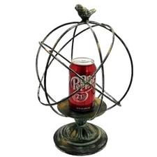 Large Metal Armillary Candle Holder Bird Finial Abstract Antiqued Centerpiece