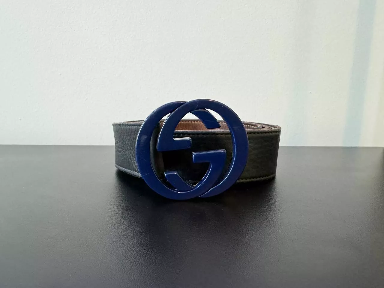 Ceinture homme Gucci en veau imbriquée G noir