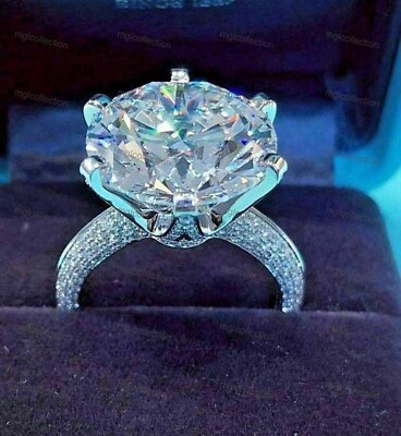 Lab-Created Diamond 6 CT Round Cut Solitaire Wedding Ring 14K White Gold Plated