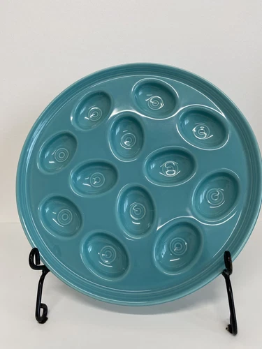 FIESTA Round Egg Serving Platter Turquoise Blue 11 1/4"