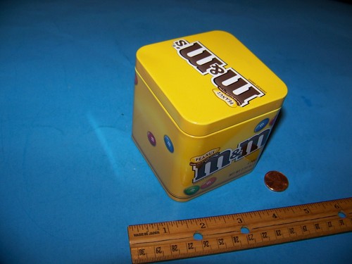 M&M's Mini Tin "Peanut M&M's Mini Tin" Empty (3" x 3" x 3") - Picture 2 of 4