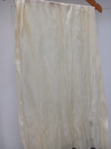 Silk Scarf. Light Yellow With Black Paisley Panel On Ends. New. 76 Inches Long - Picture 3 of 3