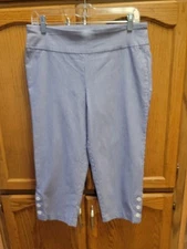 Ladies Blue And White Pinstripe Stretch Capris By Counterparts Sz 10