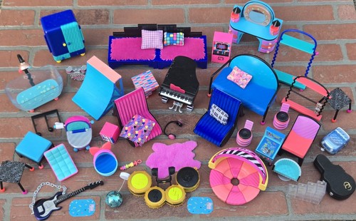 LARGE Lot Of Lol Surprise Doll Furniture 35+ Pieces - Bathtub, Toilet, Drum Set, - Picture 2 of 13
