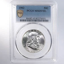 1962 Franklin 50C PCGS Certified MS65FBL