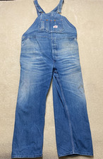Vintage Roundhouse Dungarees 50x30 Blue Denim Overalls Workwear