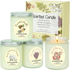 Scented Candles Gift Set 4 Pack, Soy Wax Aromatherapy Candles with Lavender Rose