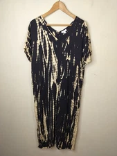 J. Jill Pure Jill Elements Kaftan Dress Medium Tie Dye Black Beige
