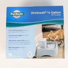PetSafe Drinkwell 1/2 Gallon Pet Fountain for Cats Small Dogs Grey BPA Free