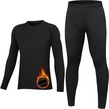 Youth Thermal Base Layer Set Fleece Lined Undershirt Unisex Athletic Shirt Kids
