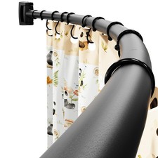 Curved Shower Curtain Rod 36-75 Inches, Adjustable, Rustproof, Black