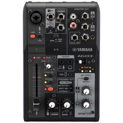 YAMAHA AG03MK2 3ch Live Streaming Mixer USB Audio Interface Loopback DSP Schwarz