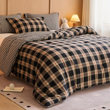 100 Cotton Comforter Set Queen Size   Reversible Yarn-Dyed Checkered Design, So