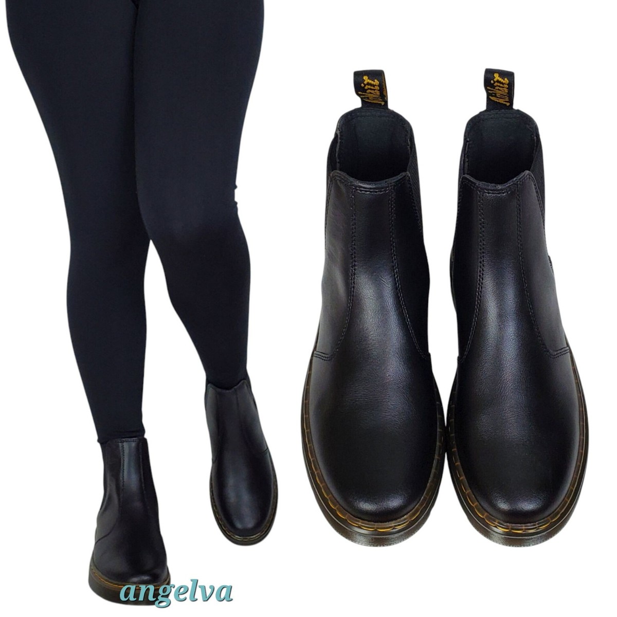 Dr Martens Dorrian womens leather Chelsea boots black pull on