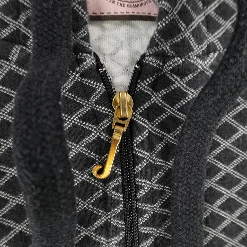 Sudadera con Capucha Juicy Couture De Colección Para Mujer Mediana Negra Gris Cremallera Completa EE. UU. ^ Foto 3 de 4