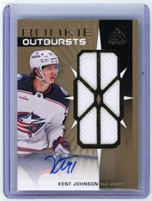 2022-23 UPPER DECK SP GAME USED KENT JOHNSON ROOKIE OUTBURSTS AUTOGRAPH JERSEY